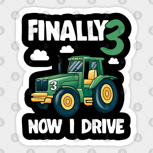 Kids Finally 3 3rd Birthday Gift Boy Tractor Sticker by Kuehni